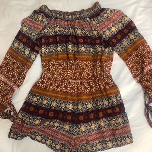 off the shoulder pattern romper